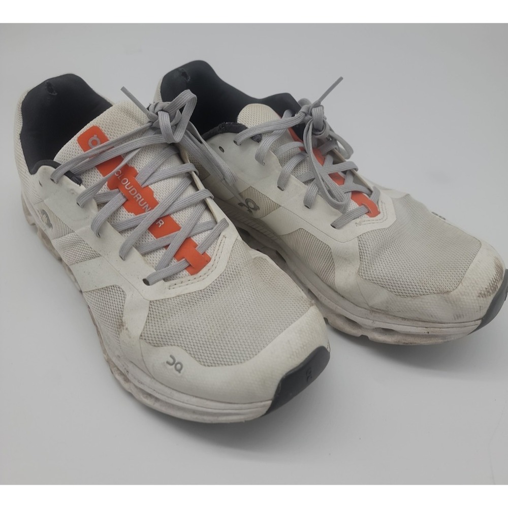 ON Cloudrunner Mens Athletic Running Shoes Sneaker White Flame Orange Size 9M